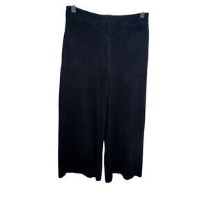 ZARA BASIC BLACK CROPPED WIDE LEG‎ SUEDE SOFT DRESS PANTS XS POCKETS HIGH RISE